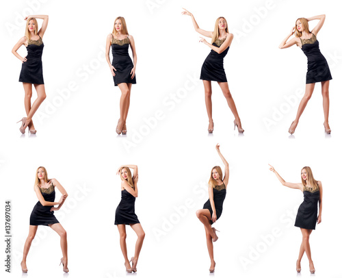 Tall model isolated on the white background