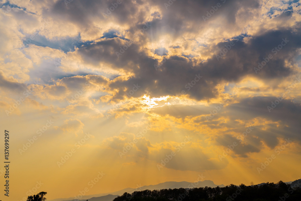 Sunbeam ray light cloud sky twilight color