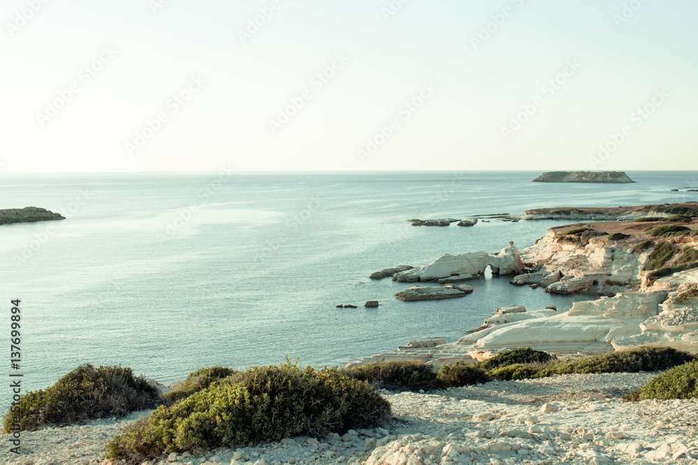 Impressive seascape of shoreline with white cliffs Impressive seascape of shoreline with white cliffs