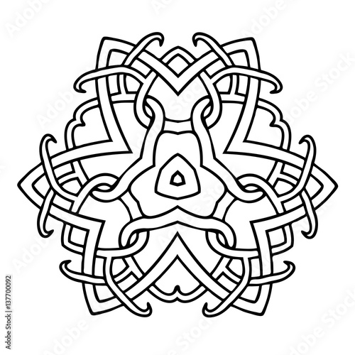 Vector illustration of Celtic style triangle ornament black and white