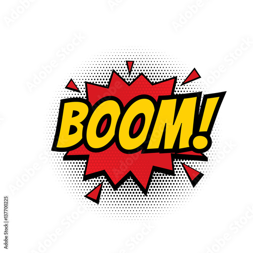 Boom comic text bubble vector isolated color icon