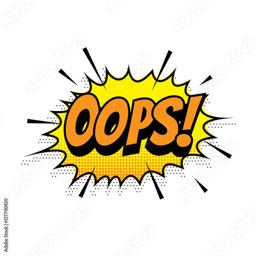 Oops comic text bubble vector isolated color icon