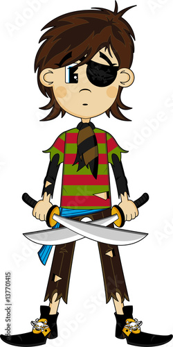 Cute Cartoon Eyepatch Pirate 