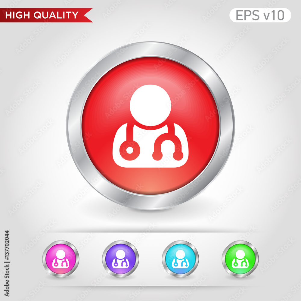 Doctor icon. Button with doctor icon. Modern UI vector. Doctor icon. Button with doctor icon. Modern UI vector.