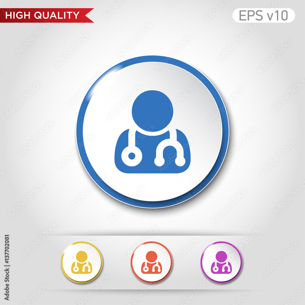 Doctor icon. Button with doctor icon. Modern UI vector. Doctor icon. Button with doctor icon. Modern UI vector.