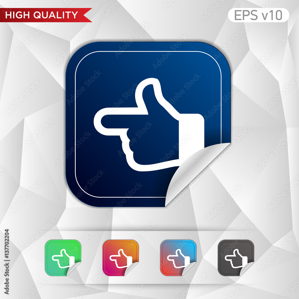 Left finger icon. Button with left finger icon. Modern UI vector. Left finger icon. Button with left finger icon. Modern UI vector.