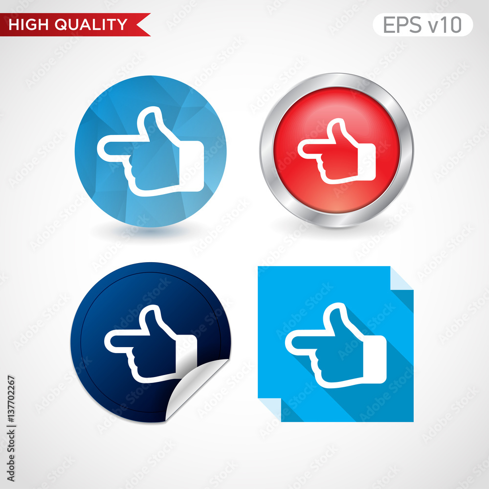 Left finger icon. Button with left finger icon. Modern UI vector. Left finger icon. Button with left finger icon. Modern UI vector.