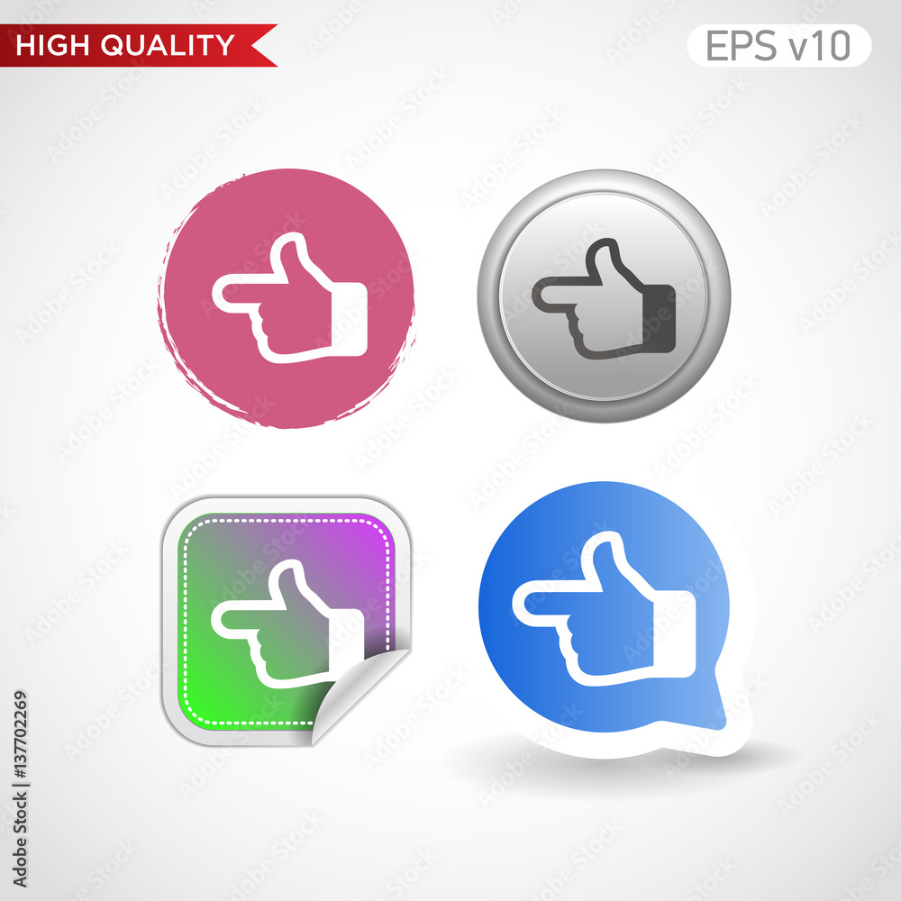 Left finger icon. Button with left finger icon. Modern UI vector. Left finger icon. Button with left finger icon. Modern UI vector.