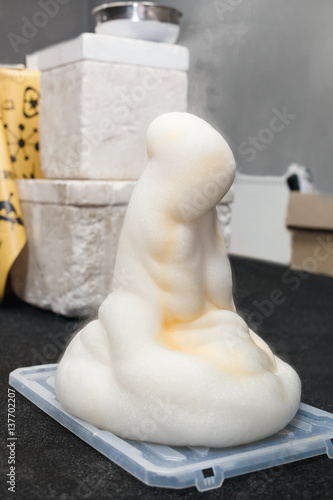 Fotografija Laboratory chemical experiment with foam and steaming