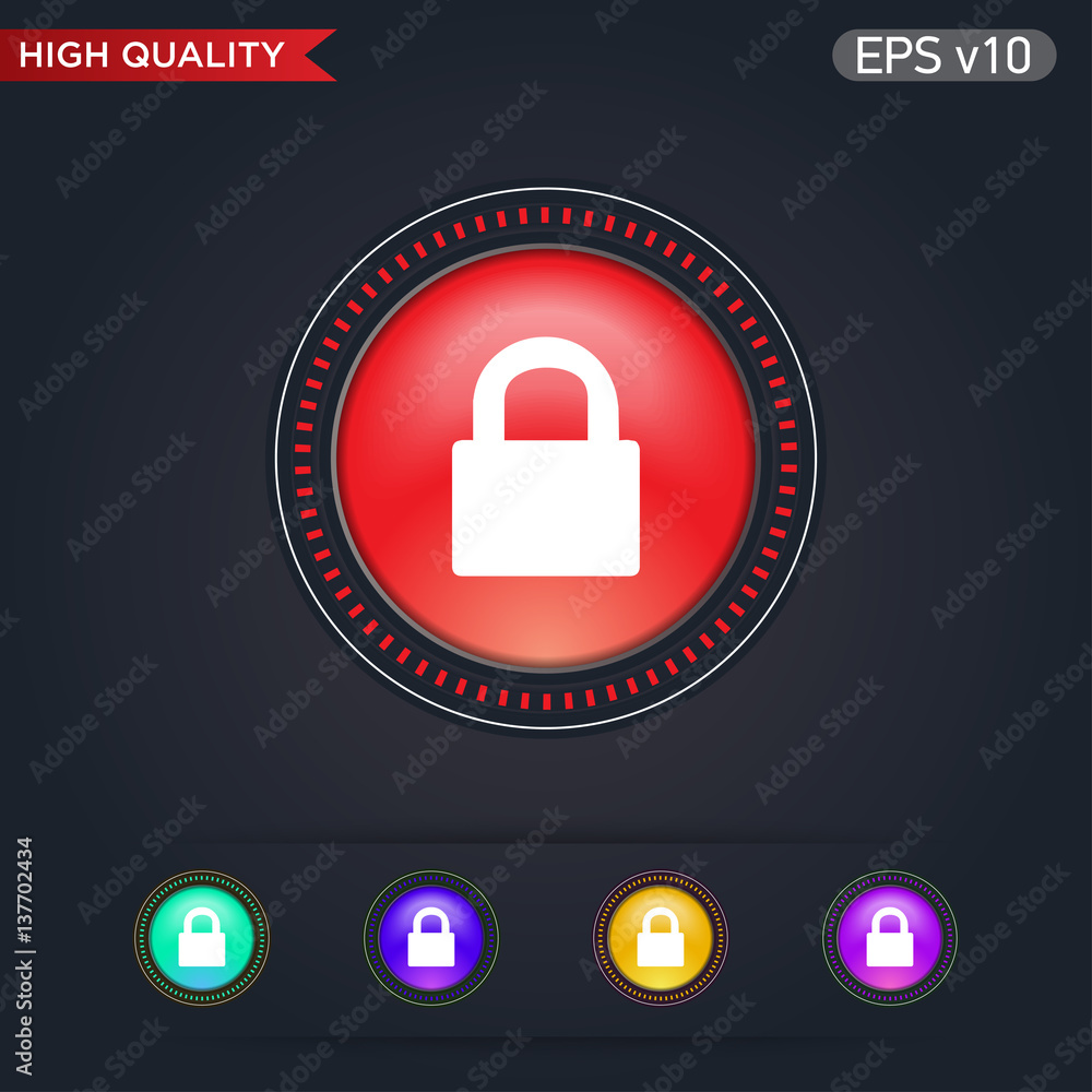 Lock icon. Button with lock icon. Modern UI vector. Lock icon. Button with lock icon. Modern UI vector.