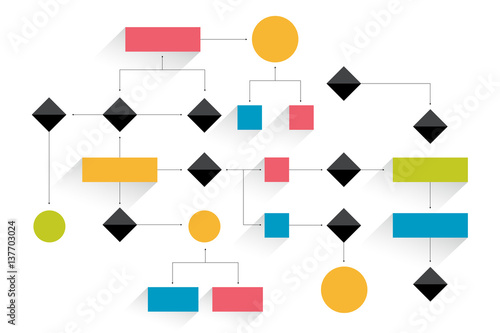 Big flowchart. Geometric scheme. Presentation infographics element without text.