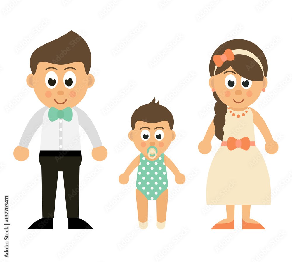 cartoon baby boy with mother and father Stock Vector | Adobe Stock
