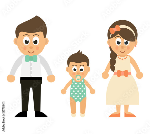 cartoon baby boy with mother and father
