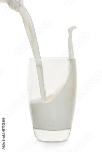 Milk is poured into a glass