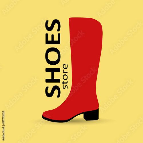 fashionable female knee boot,  vector, illustration,