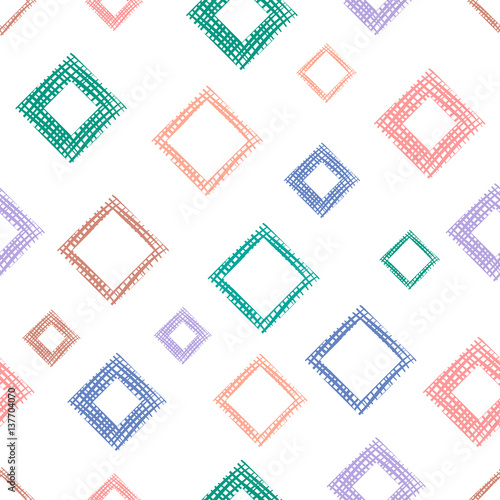 Seamless vector geometrical pattern endless background with hand drawn textured geometric figures. Pastel Graphic illustration Template for wrapping, web backgrounds