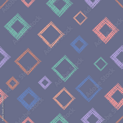 Seamless vector geometrical pattern endless background with hand drawn textured geometric figures. Pastel Graphic illustration Template for wrapping, web backgrounds