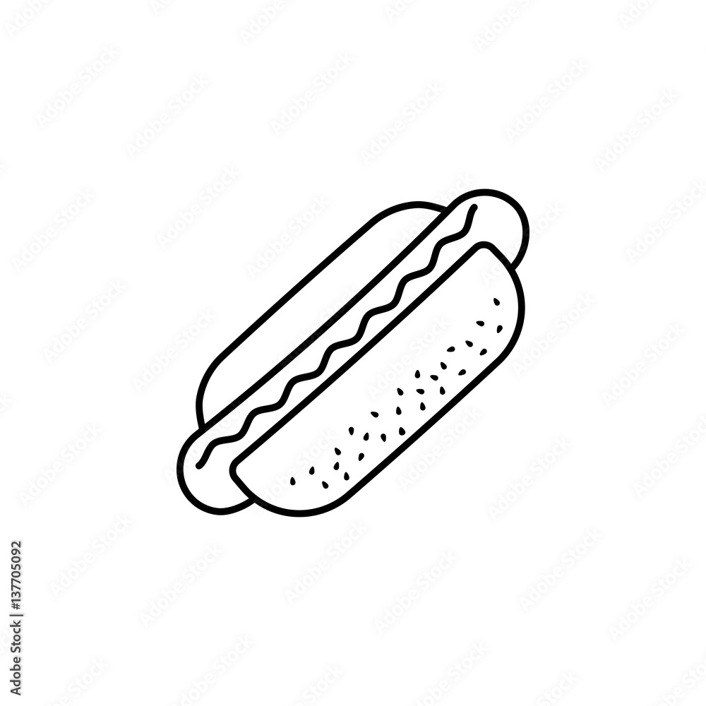 Hot dog line icon, food & drink elements, fast food sign, a linear pattern on a white background, eps 10. Hot dog line icon, food & drink elements, fast food sign, a linear pattern on a white background, eps 10.