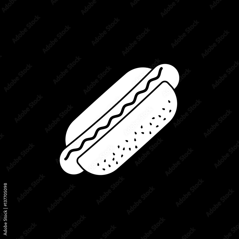 Hot dog solid icon, food & drink elements, fast food sign, a filled pattern on a black background, eps 10.
