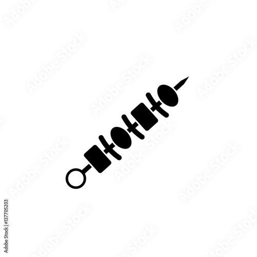 Shish kebab solid icon, food & drink elements, skewers sign, a filled pattern on a white background, eps 10.