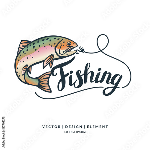 Fishing. Modern hand drawn lettering phrase.