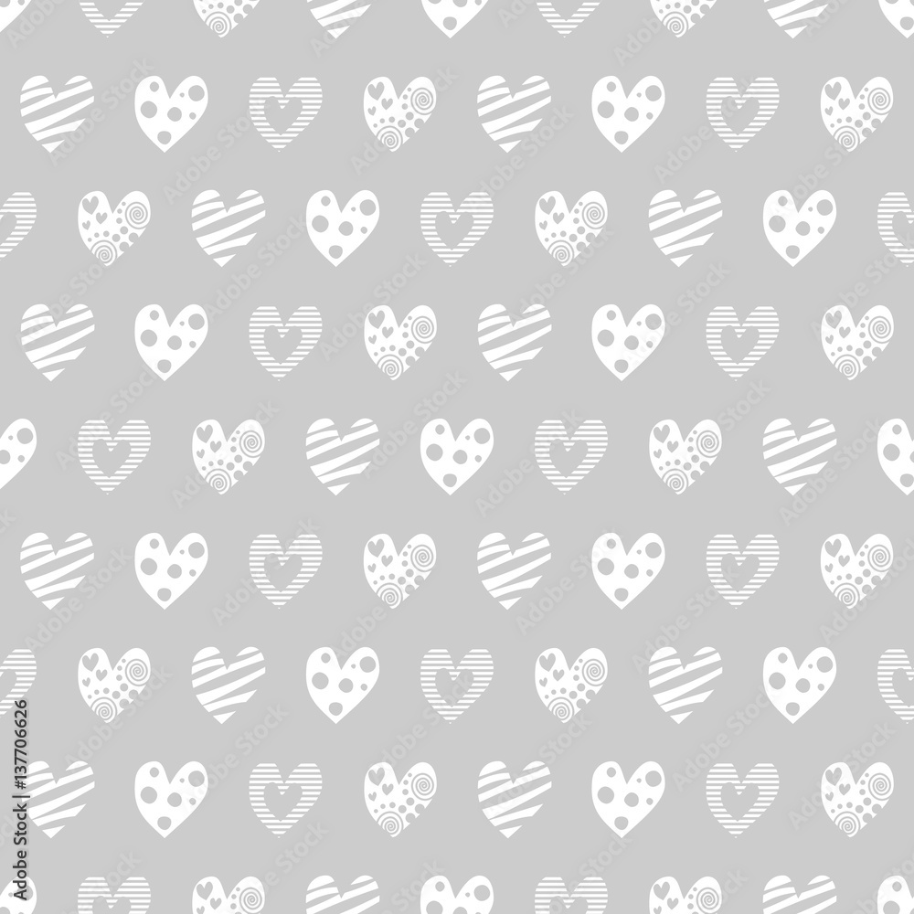 Seamless vector pattern with hearts. Background with hand drawn ornamental symbols. Template for wrapping, decor, surface, cards, backgrounds, textile, print. Repeat ornament. Series of Love Patterns. Seamless vector pattern with hearts. Background with hand drawn ornamental symbols. Template for wrapping, decor, surface, cards, backgrounds, textile, print. Repeat ornament. Series of Love Patterns.