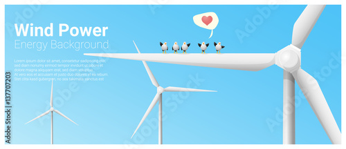Energy concept background with wind turbine , vector , illustration