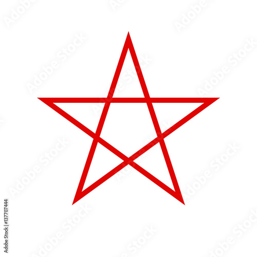 Pentagram icon. Red star. Vector.