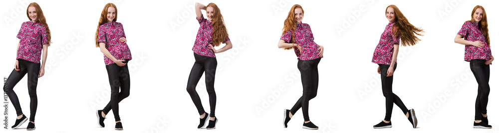 Pregnant woman in composite image isolated on white Pregnant woman in composite image isolated on white