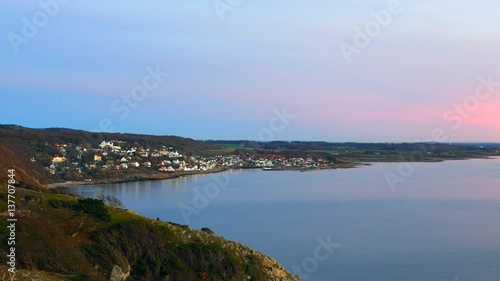 Wallpaper Mural View of small town and mountain and sea landscape at dusk Torontodigital.ca