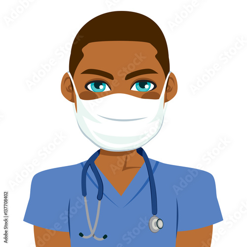 Young black male nurse wear...