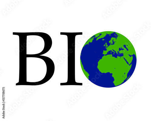 scritta bio con vettoriale mondo / pianeta terra
