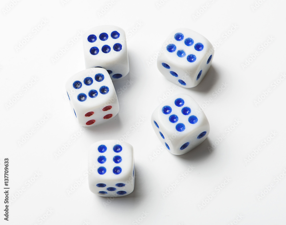 Dice with number six on white background. Isolated. Dice with number six on white background. Isolated.