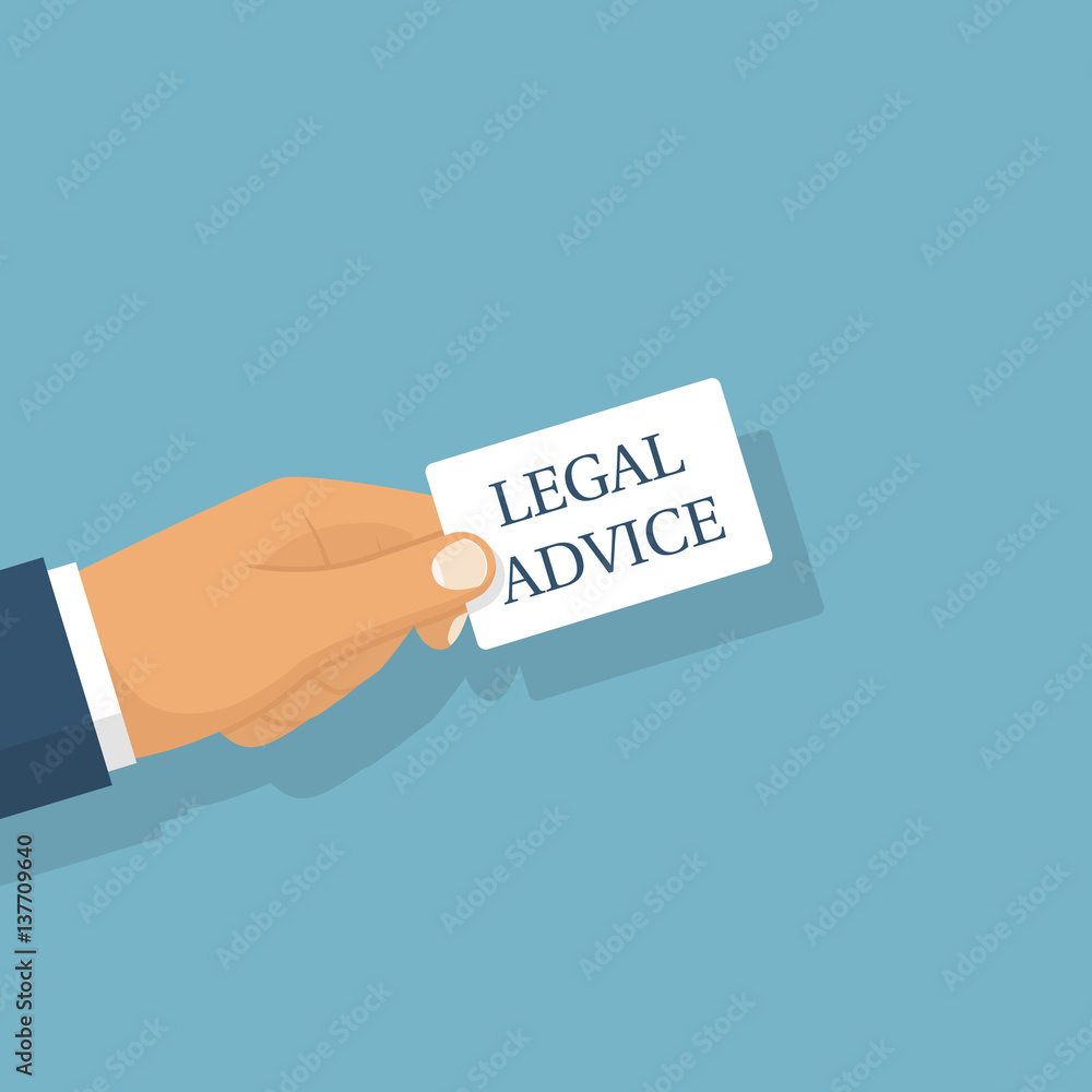Legal advice. A man holding a card with text in hand. Vector illustration flat design. Isolated on white background. Legal assistance. Consultant. Legal advice. A man holding a card with text in hand. Vector illustration flat design. Isolated on white background. Legal assistance. Consultant.