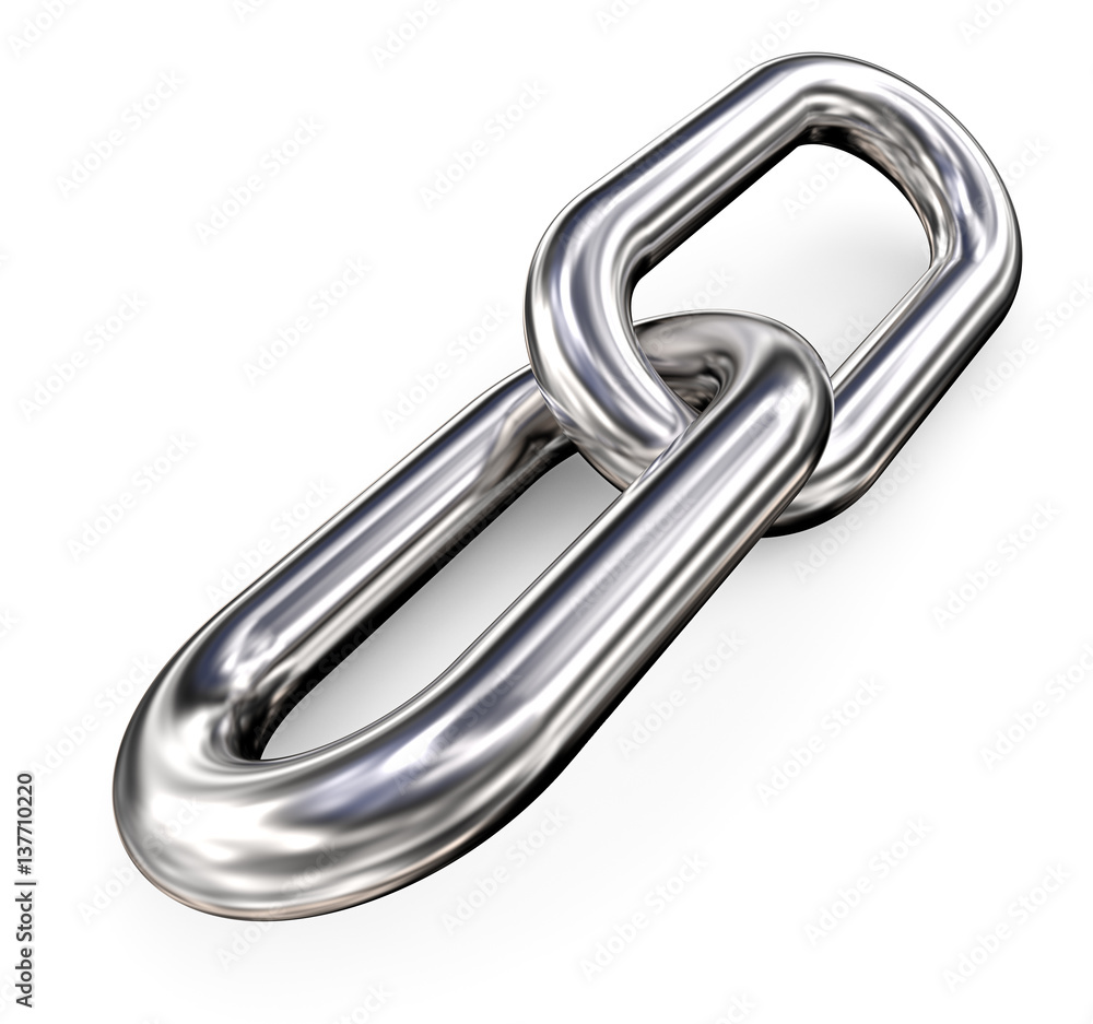 Obraz premium Two is a team. Two Chain Link on whte background. 3d Render. 