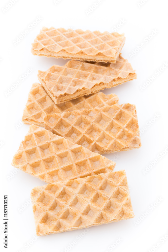 Waffle with crem isolated on white background. Waffle with crem isolated on white background.