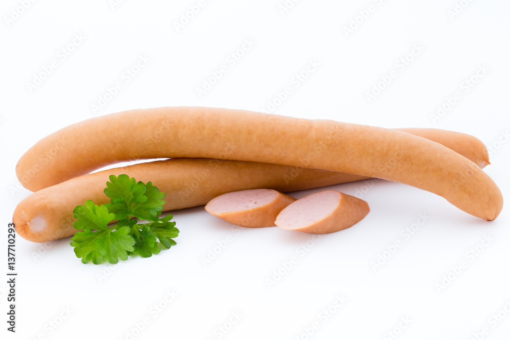 Wiener sausages on the white background. Wiener sausages on the white background.
