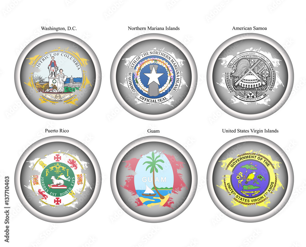States of USA seals. Vector.