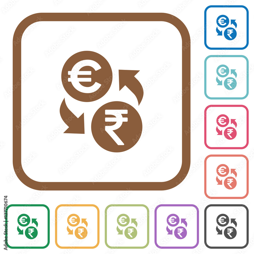 Euro Rupee money exchange simple icons Euro Rupee money exchange simple icons
