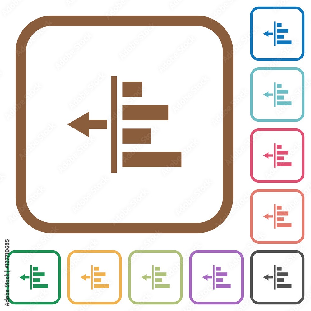 Fototapeta premium Decrease left indentation of content simple icons