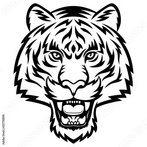 Fototapeta Naklejka Na Ścianę i Meble -  A Tiger head logo. This is vector illustration ideal for a mascot, tattoo or T-shirt graphic.