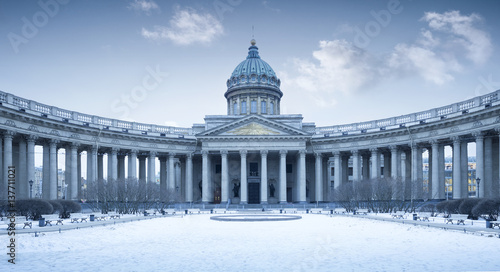 Panorama of Kazan Cathedral in winter, St. Petersburg, Russia photo