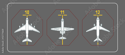 three airplanes on the terminal apron