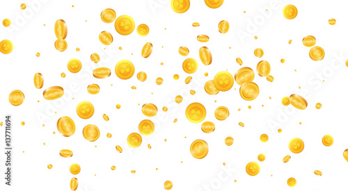 Gold coins banner for St. Patrick`s Day. Saint Patrick`s Day vector coins.