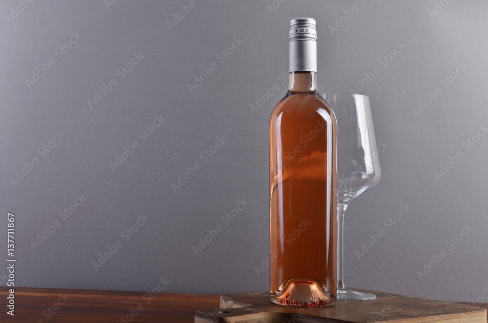 Rose wine on board with glass Rose wine on board with glass