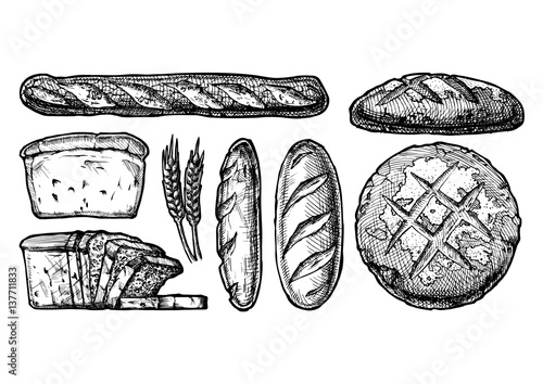 set of different breads