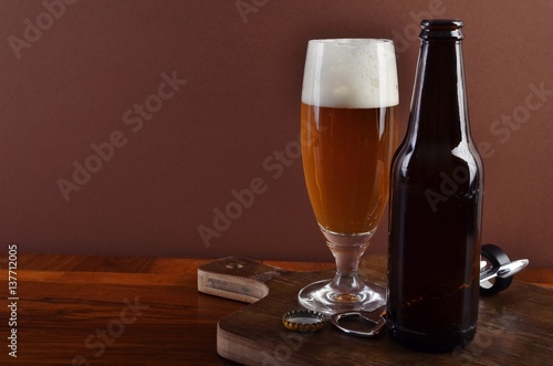 Beer bottle with glass