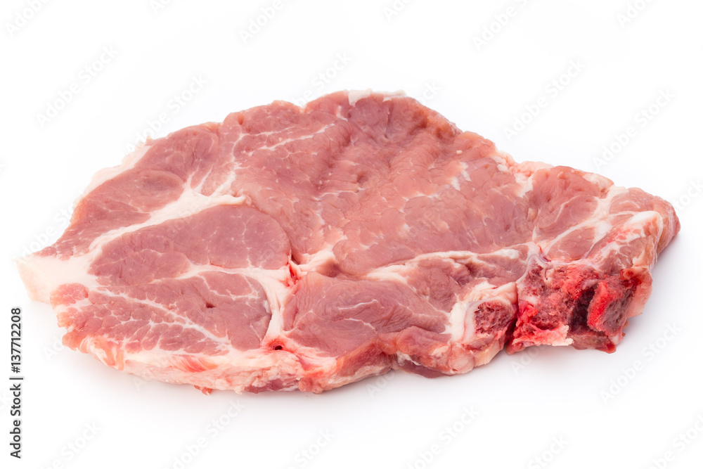 Fresh raw beef steak isolated on white background, top view. Fresh raw beef steak isolated on white background, top view.
