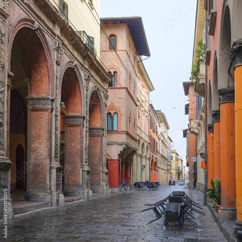 Bologna  Italy - June  18  2016  street in a center of an old town in Bologna  Italy