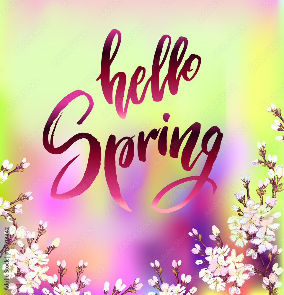 Fototapeta premium hello spring quote